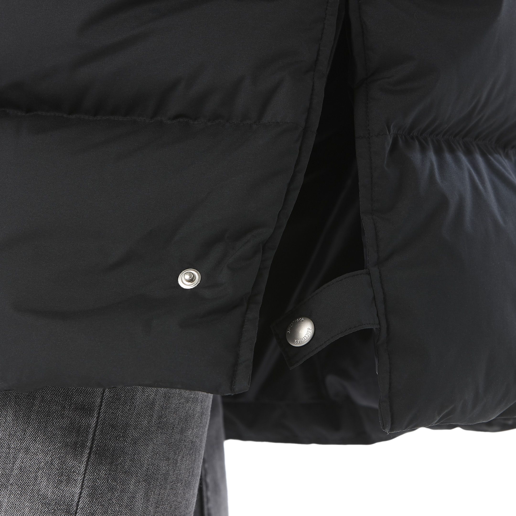 asics tiger logo tape long down jacket