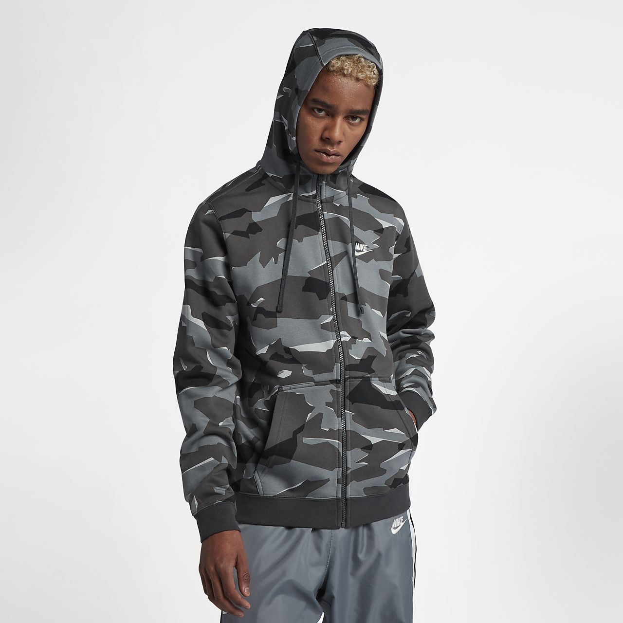 nike camouflage zip hoodie