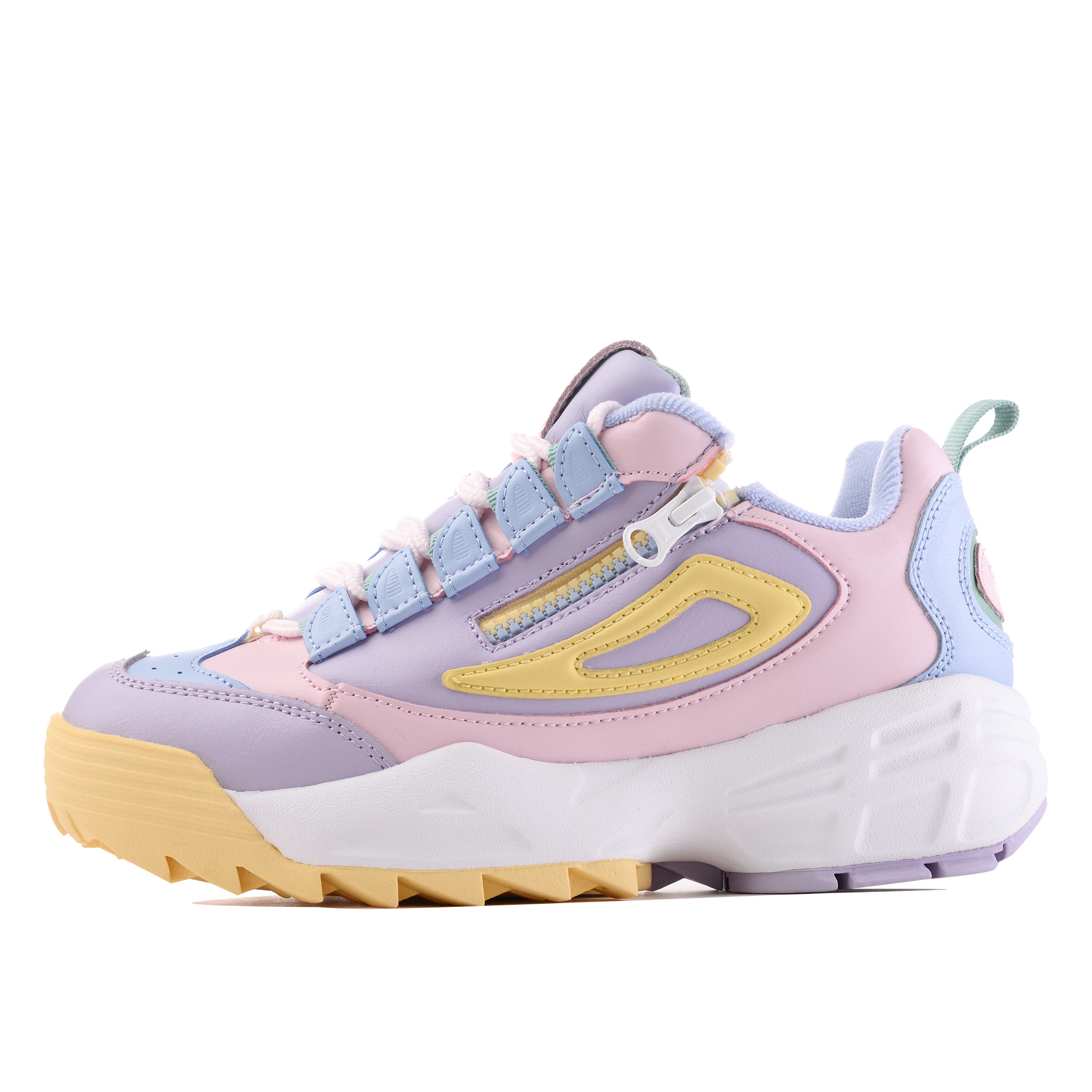 fila pink lilac and yellow disruptor 3 zip sneakers