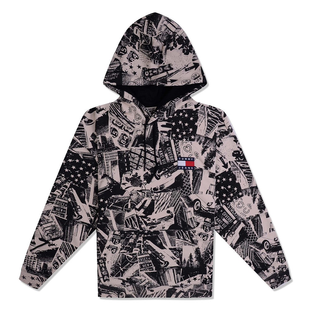 

Allover Print Badge Hoodie, Черный, Allover Print Badge Hoodie